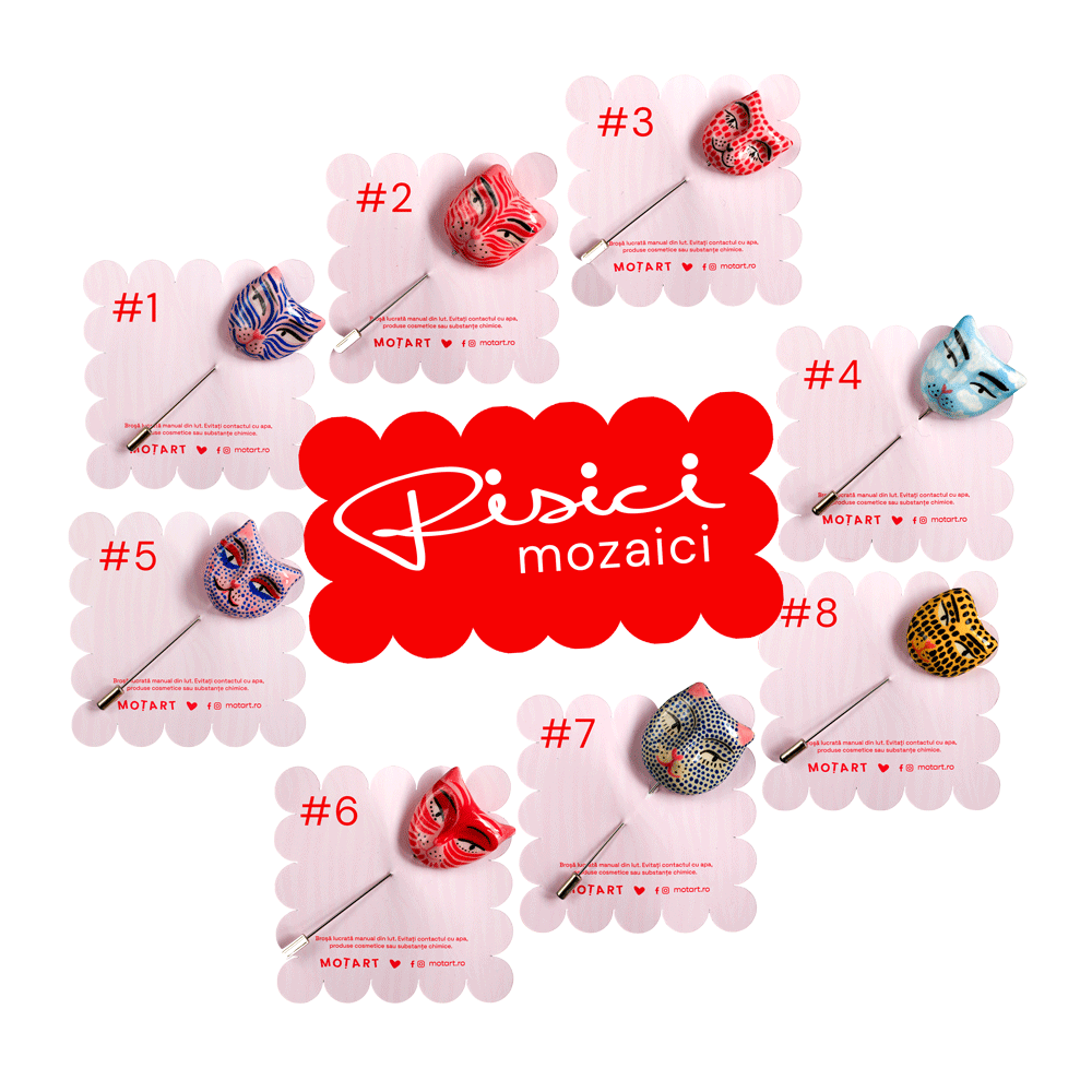 Broșă Pisici Mozaici